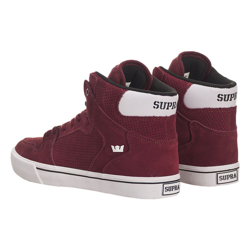 Baskets Montantes Supra Vaider Bordeaux Blanche Burgundy/White Homme | TUY-11081972